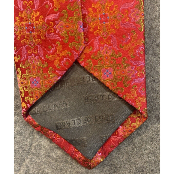 Robert Talbots Tie Mens Red Geometric Bold Best Class Holiday - Picture 4 of 10